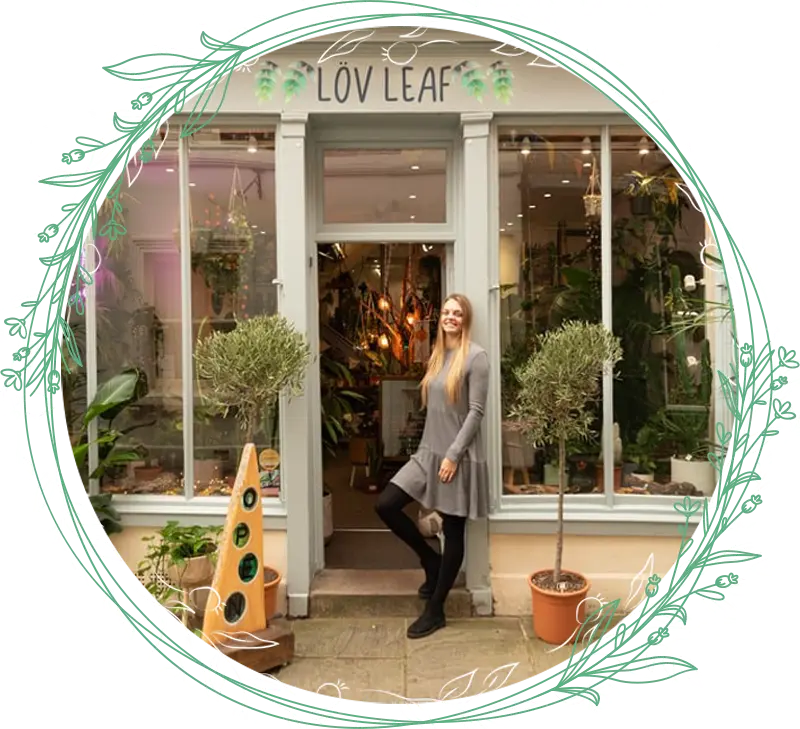 This photo shows Steph our owner outside lov lead the plant shopw